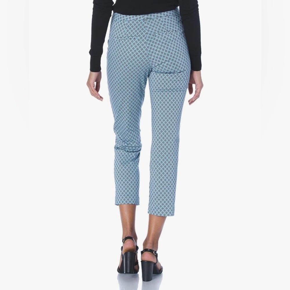 NYDJ Everyday Trouser Pants San Miguel Tile Blue Daisy - Picture 6 of 13